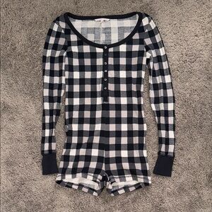 Victoria's Secret Black and Gray Jumpsuit with Long Sleeves and Scoop Neckline